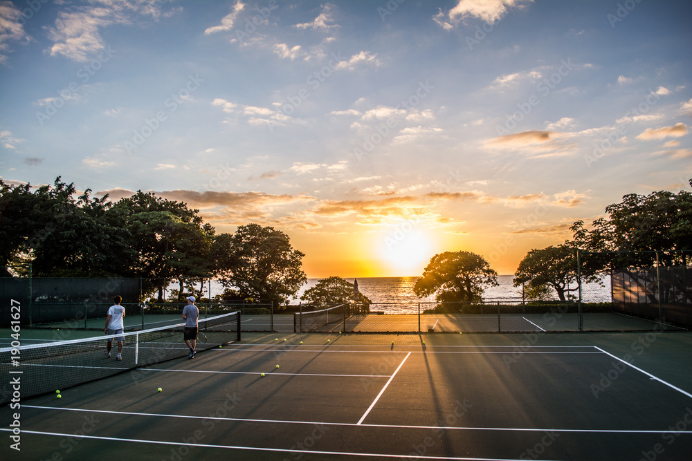 tennis court at sunset Stock Photo | Adobe Stock