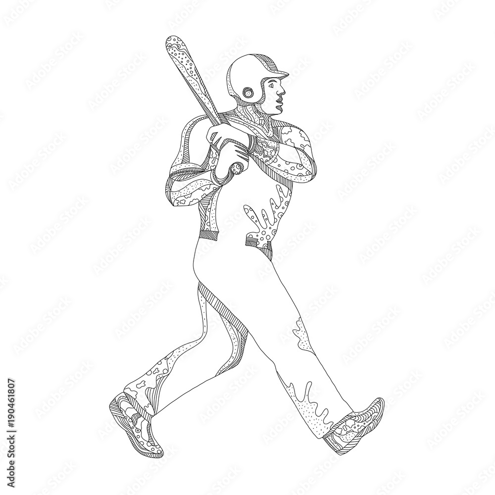 Baseball Player Batting Doodle Baseball Player Batting Doodle