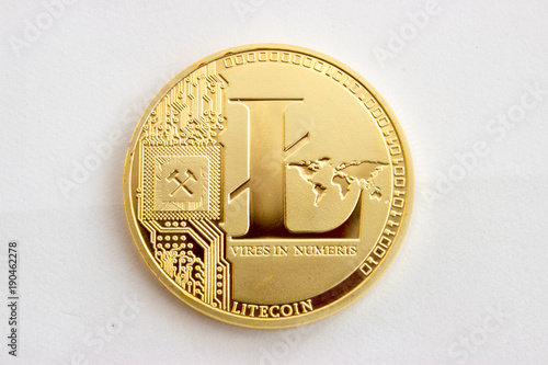 Crypto currency on a gray background - litecoins 7 photo