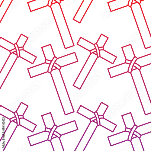 cross christian catholic paraphernalia  pattern image vector illustration design  red to purple line