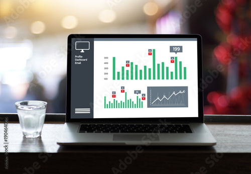 Business Man Sales Increase Revenue Shares and Customer Marketing Sales Dashboard Graphics Concept © onephoto