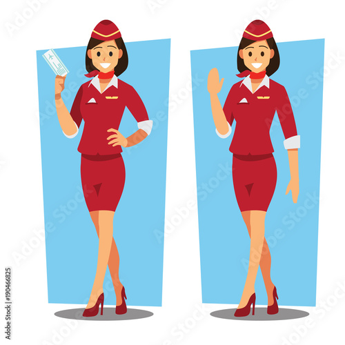 flying attendants  ,air hostess  , Vector illustration cartoon character