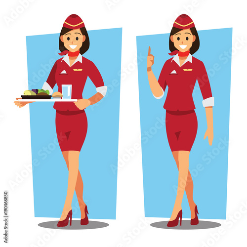 flying attendants  ,air hostess  , Vector illustration cartoon character
