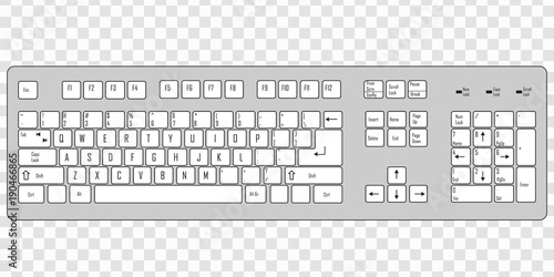 Computer keyboard. Isolated on transparent background