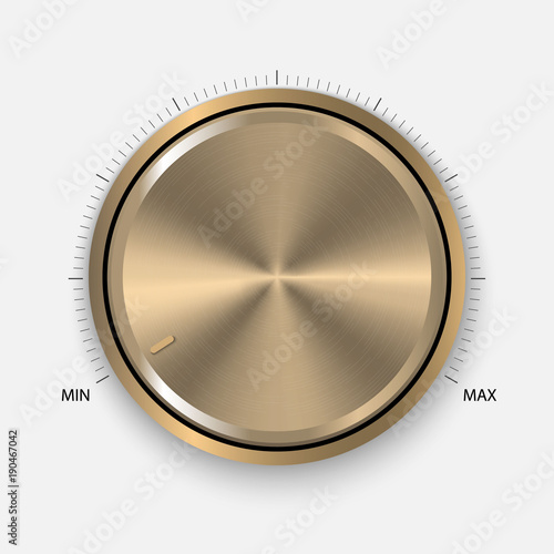 Dial Knob. Realistic Button With Circular Processing. Volume settings, sound control