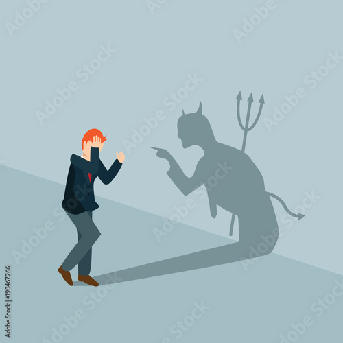 businessman under the shadow of a demon