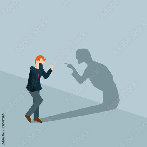 businessman under the shadow of angry manager
