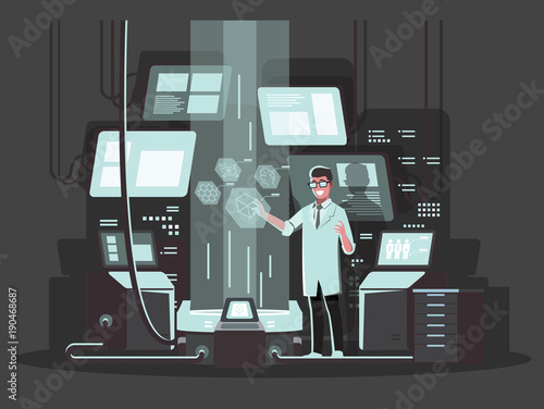 Innovative technologies in use.  ,Vector illustration cartoon character