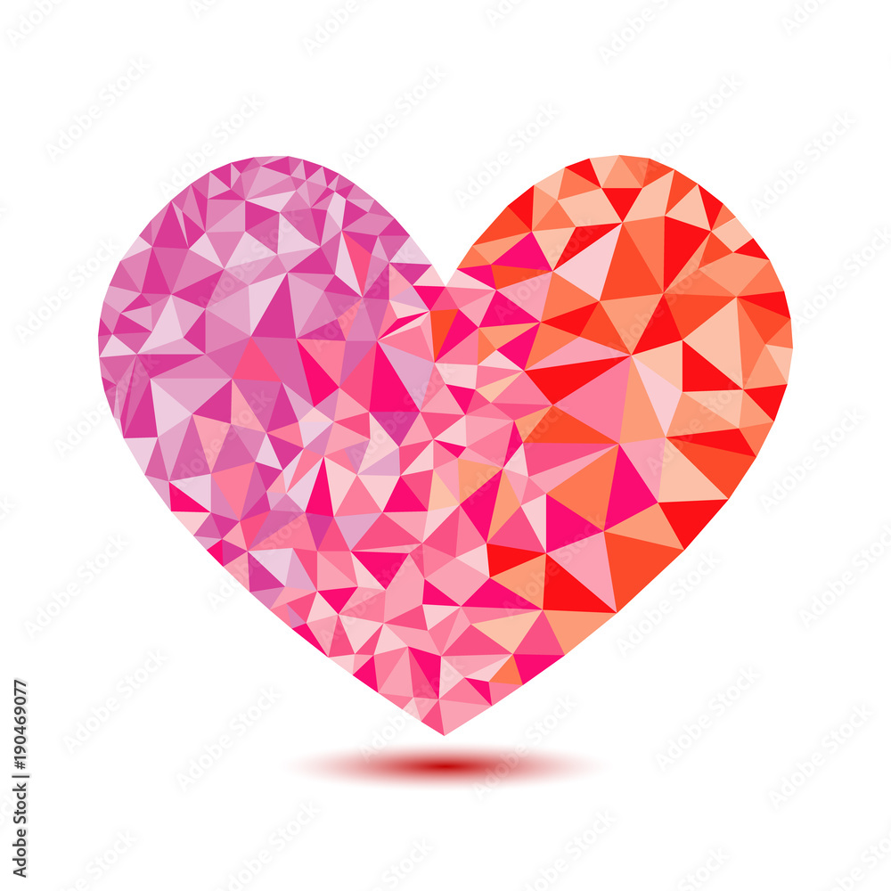 triangle pink heart shape abstract design