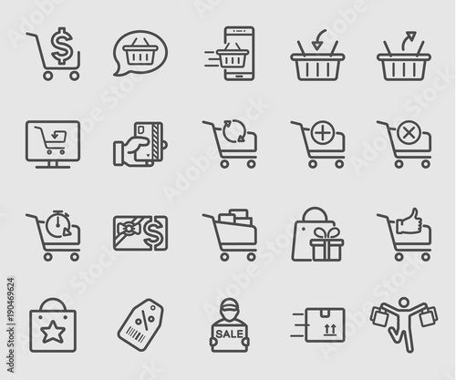 Shopping line icon set