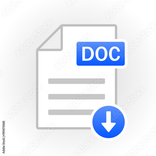 DOC icon isolated. File format. Vector