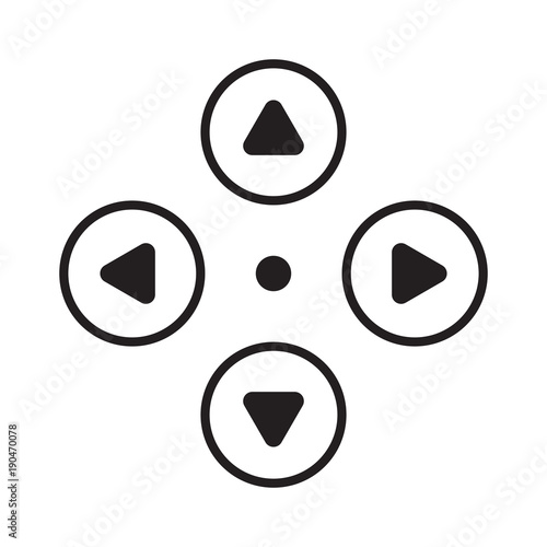 Game control. Video game controller. D-pad icon. Up, down, left and right buttons. Vector