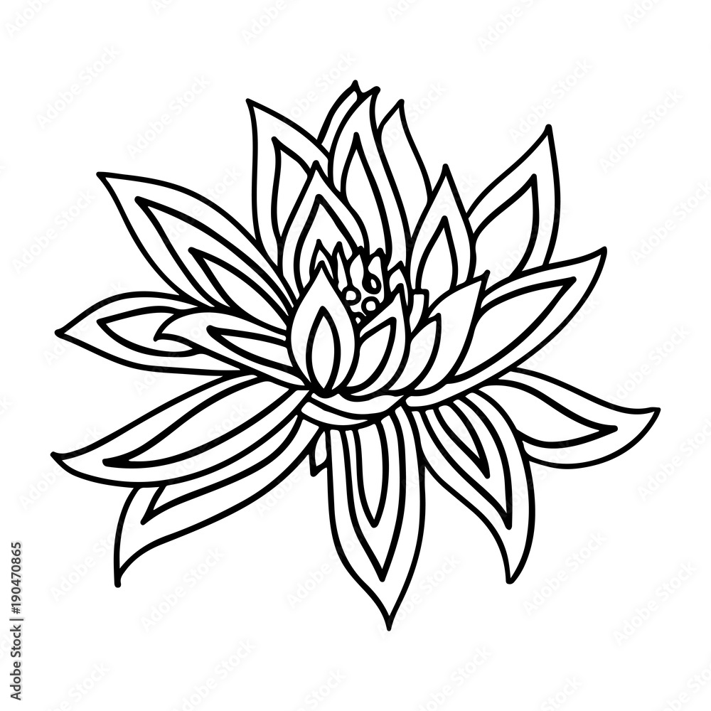 Lotus flower icon on white background. Yoga symbol. Vector illustration.