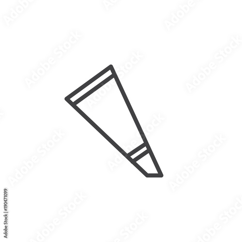 Pastry bag for decorate cake line icon, outline vector sign, linear style pictogram isolated on white. Icing bag and nozzle symbol, logo illustration. Editable stroke