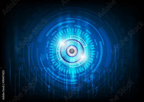 binary circuit board future technology  blue eye cyber security concept background vector