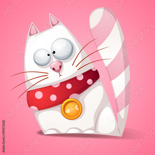 Funny, cute, crazy cartoon cat Vector eps 10