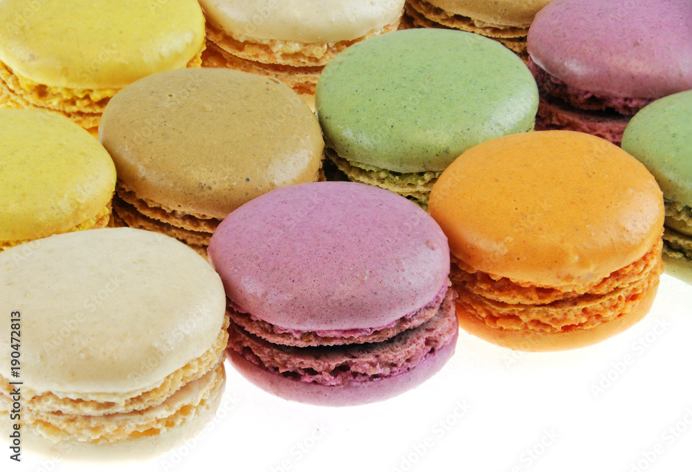 Colorful macarons isolated on the white background Colorful macarons isolated on the white background