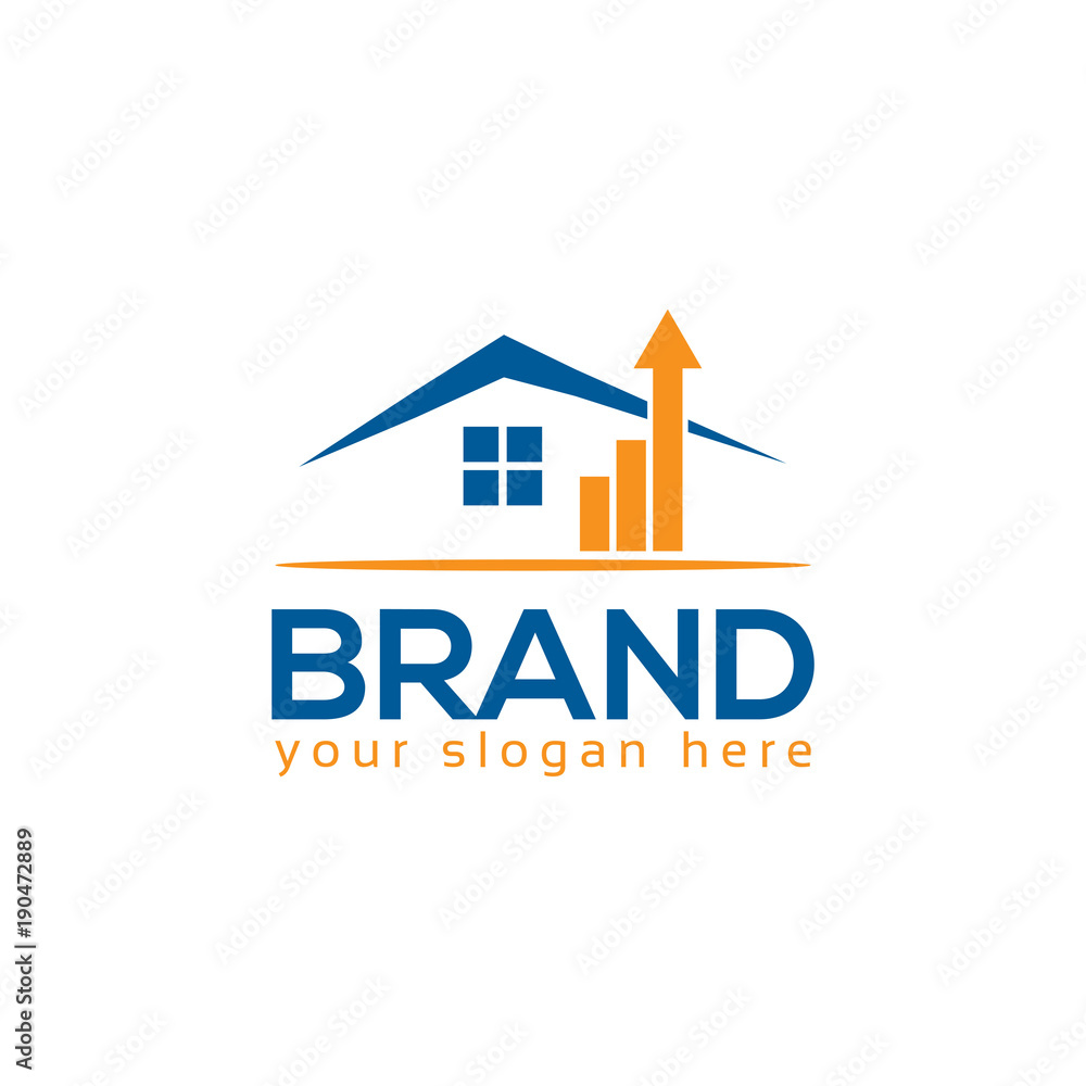 House with growth chart. logo vector. Flat logo design. House with growth chart. logo vector. Flat logo design.