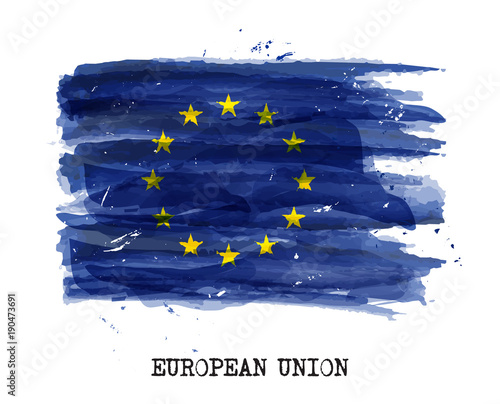 Watercolor painting flag of European union ( EU ) . Vector