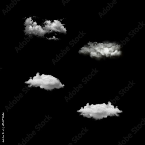 Vector set of realistic isolated cloud on the transparent background.