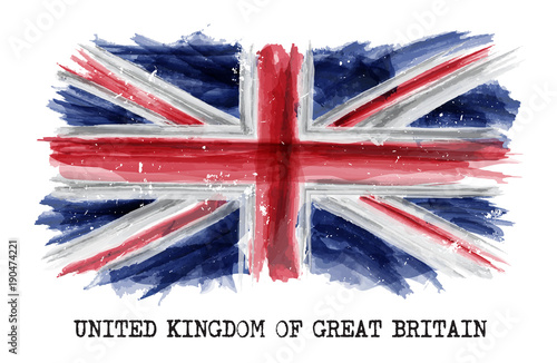 Watercolor painting  flag of United kingdom of great britain ( UK ) . Vector
