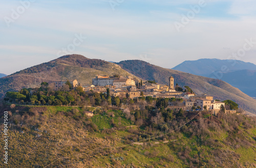 Sabina (Italy) - The landscape of area in province of Rieti, central Italy, from the San Martino abbey ruin in Fara Sabina. Here in particular: Fara in Sabina historic center