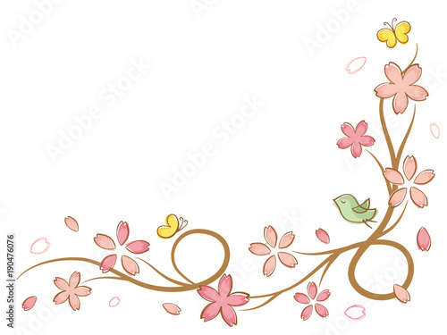 手書き風の桜のフレーム素材