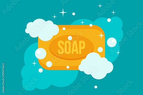 Vector cartoon flat style rectangular soap vector icon photo