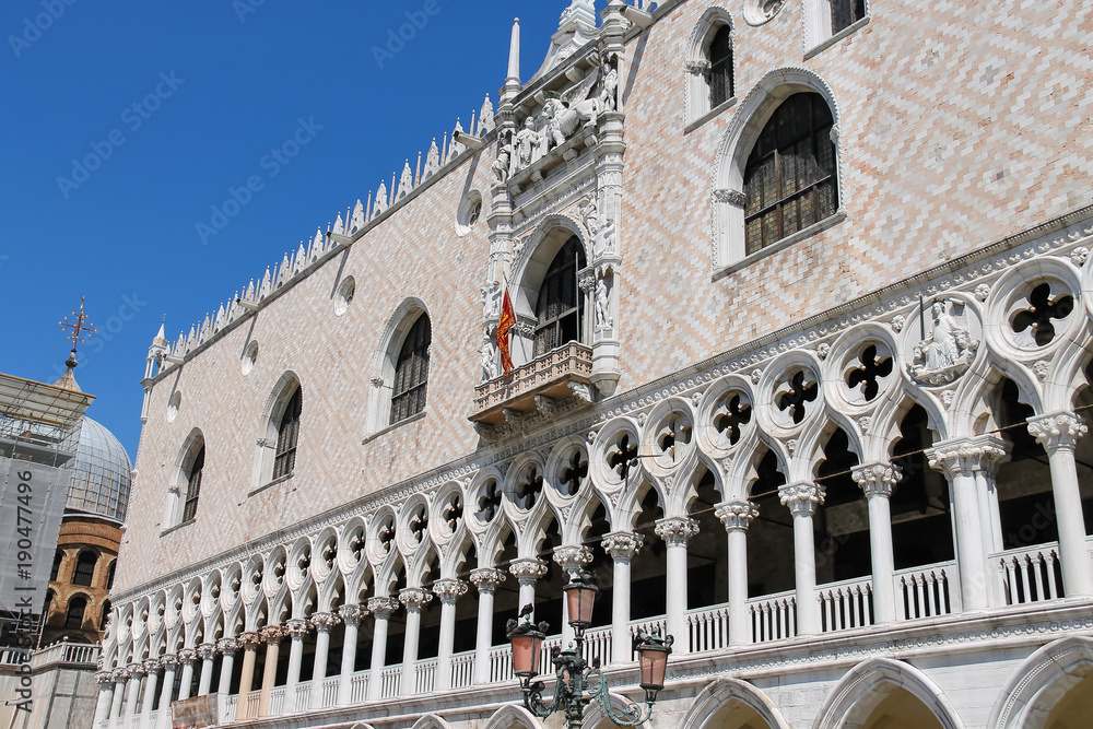 Facade of famous Doge's Palace in Venice, Italy