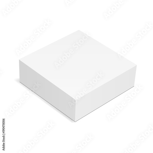 Square box mock up isolated on white background - high angle view. Vector illustration