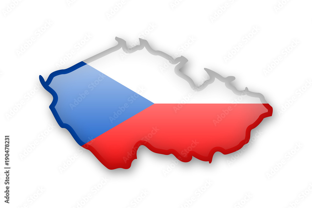 Czech Republic flag and contour of the country. Czech Republic flag and contour of the country.