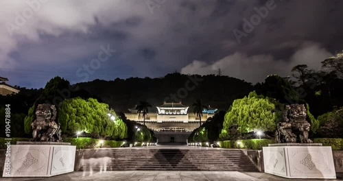 beautiful Taipei National Palace Museum  in taipei taiwan timelapse nightview