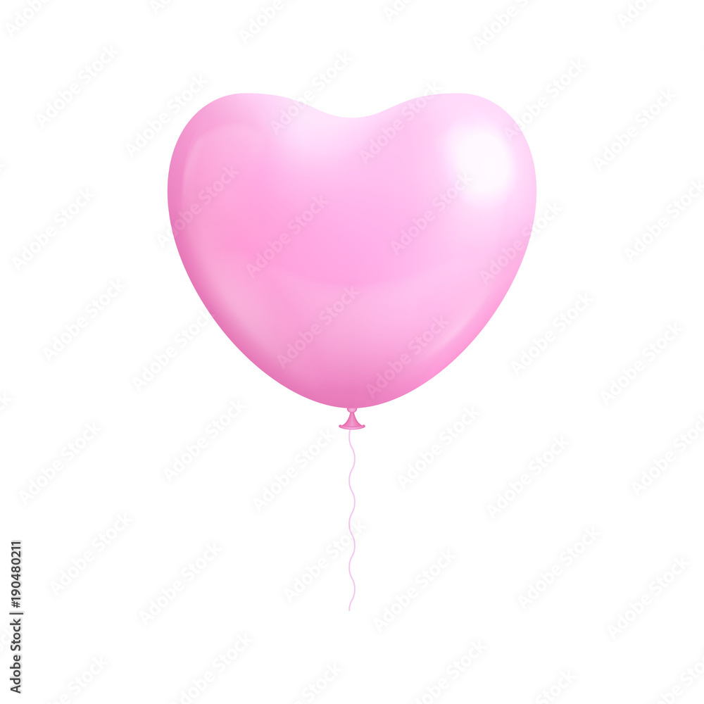 Heart shape balloon isolated. Light pink balloon heart shaped isolated on white. Gasbag pink color in the form of a vector illustration Heart shape balloon isolated. Light pink balloon heart shaped isolated on white. Gasbag pink color in the form of a vector illustration