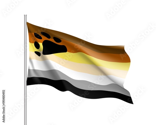 International bear brotherhood waving flag, gay movement, realistic icon. Vector illustration of a colorful element