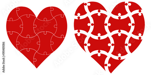 heart shape puzzle, vector ...