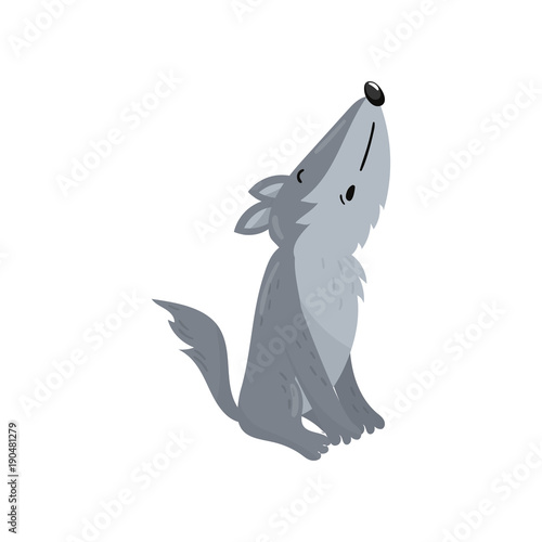 Cute wolf woodland howling cartoon animal vector Illustration
