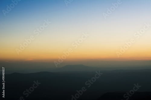 Landscape beautiful mountain with sunrise at the morning Phu Kradueng National Park  Loei   Thailand