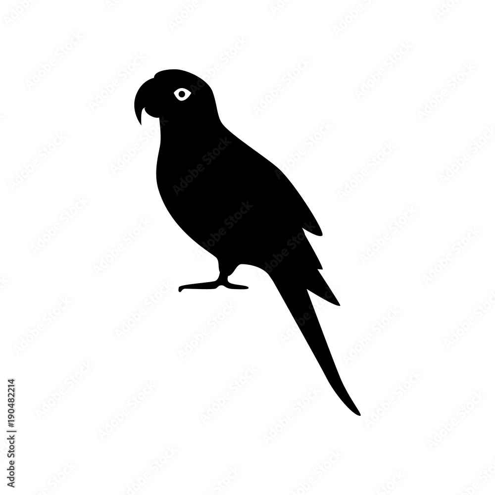 Alexandrine parrot silhouette icon in flat style Alexandrine parrot silhouette icon in flat style