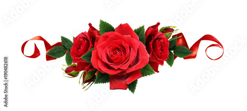 Red rose flowers and silk r...