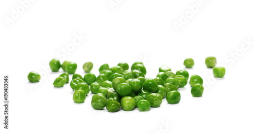 Fresh wet and raw green peas, vegetable isolated on white