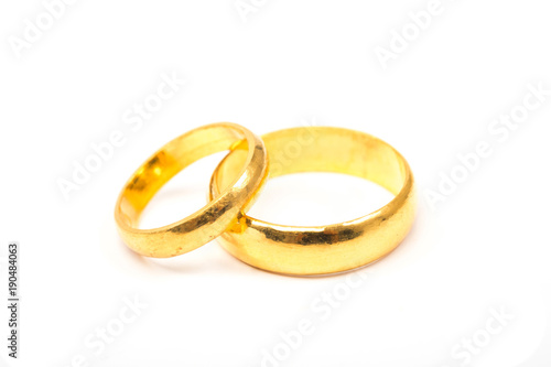 Valentines day concept. wedding rings on white background.