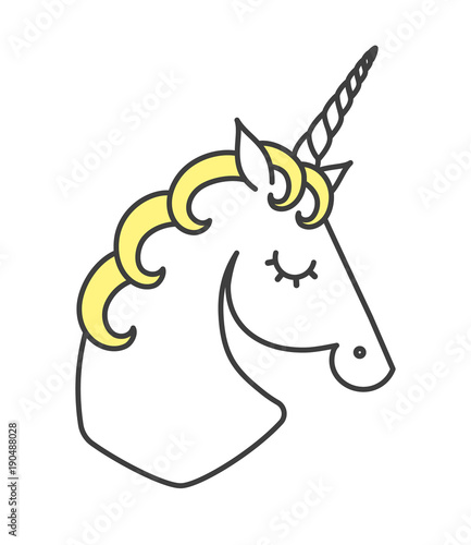 Fototapeta Naklejka Na Ścianę i Meble -  Vector illustration of unicorn. Logo. Cartoon flat style