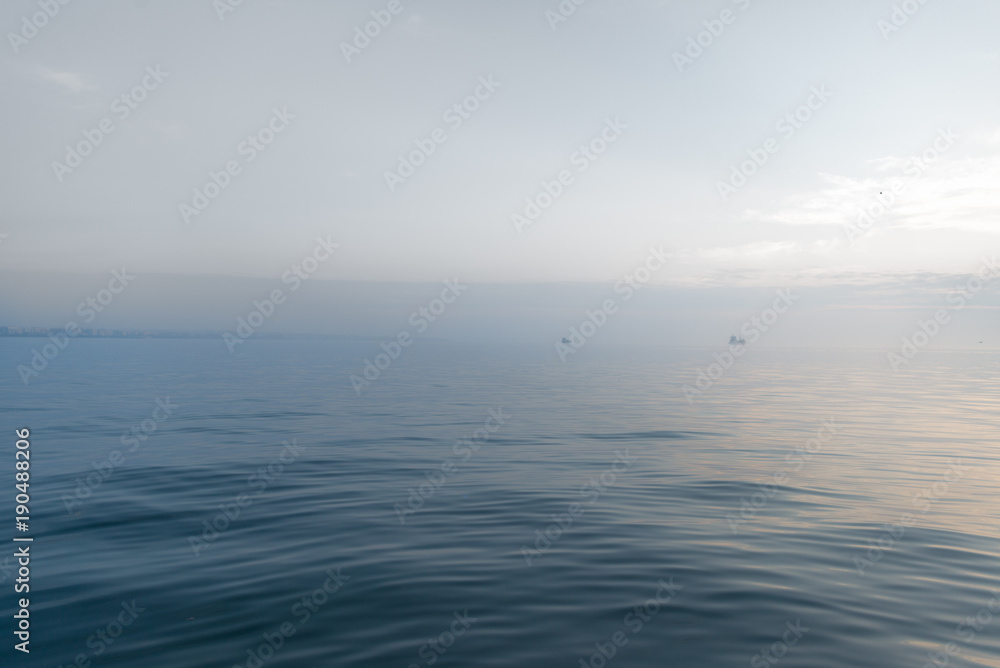 Peaceful Water of the Mediterranean Sea in Thessaloniki, Greece Peaceful Water of the Mediterranean Sea in Thessaloniki, Greece