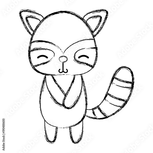 grunge cute and shy raccoon wild animal