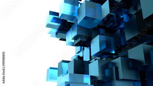 A Blue Cubes Abstract Background