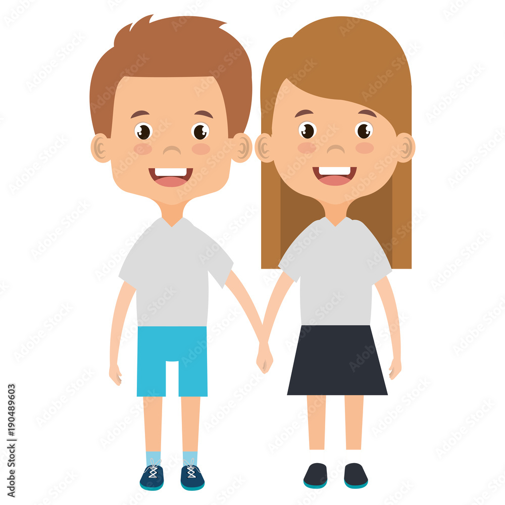 cute and little kids couple vector illustration design cute and little kids couple vector illustration design