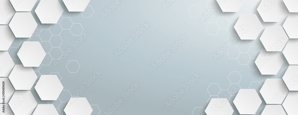 White Hexagon Structure Gray Centre Header