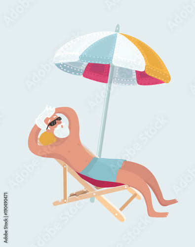 Retired old man on vacation sitting in beach chair