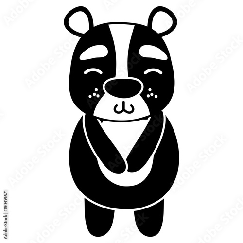 silhouette cute and shy bear wild animal
