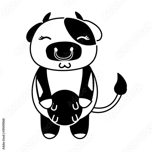 silhouette cute and shy cow wild animal